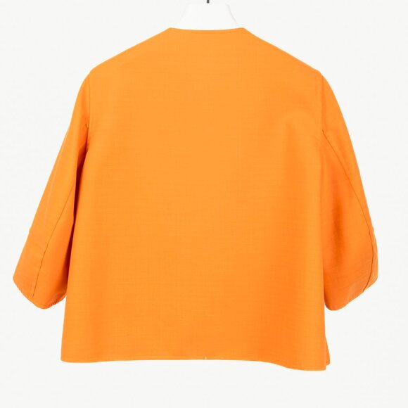 Akris Reversible Firecracker Orange Cotton Trapeze Jacket - Picture 4 of 16